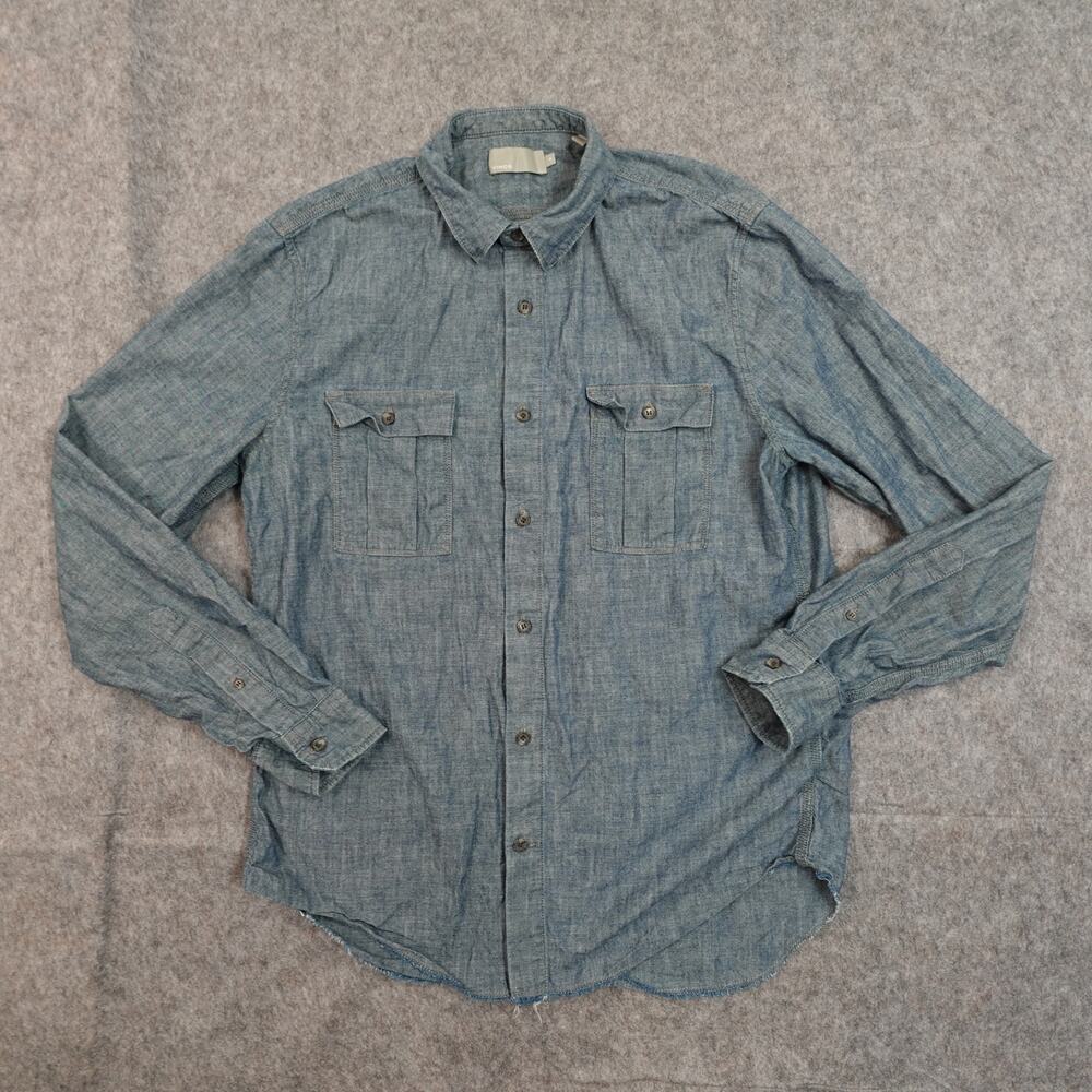 Vince Top Womens Medium Denim Button Up Shirt‎ Blue Western Cotton